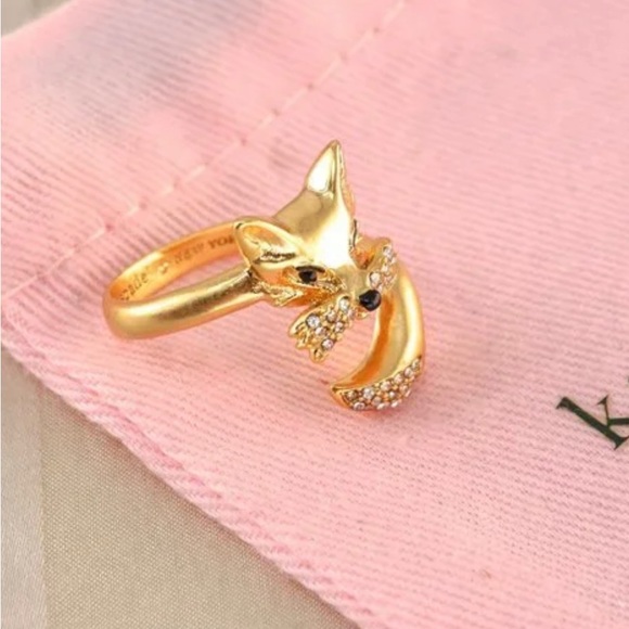 Kate Spade New York So Foxy Fox Head Ring ~ Pave Rhinestone Open Wrap Ring - Picture 10 of 13